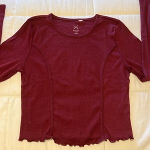 Magenta Cropped Pacsun Basics Ruffled Top